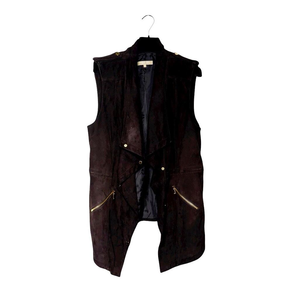 Michael Kors Collection Chocolate Brown Suede Vest Size 14 - Picture 5 of 13